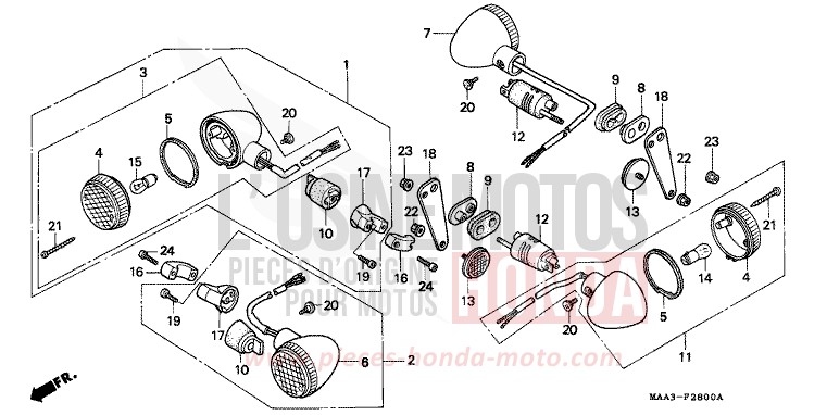 BLINKER (VT1100CS/CT) von Shadow PEARL ATLANTIS BLUE (B142AA) von 1995