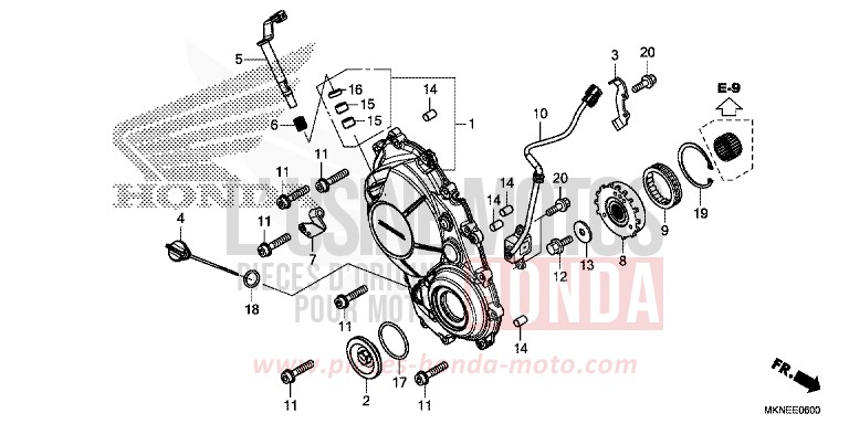 KURBELGEHAEUSEABDECKUNG von CBR650R GRAND PRIX RED (R380) von 2019