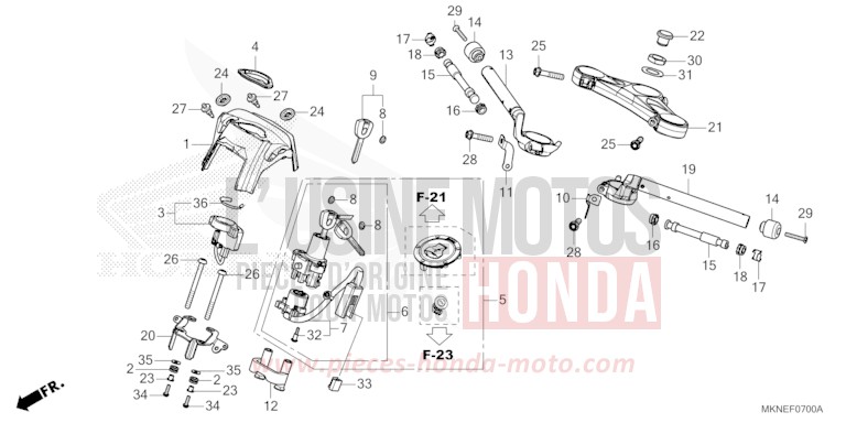 ROHRGRIFF/OBERE BRUECKE von CBR650R GRAND PRIX RED (R380) von 2019