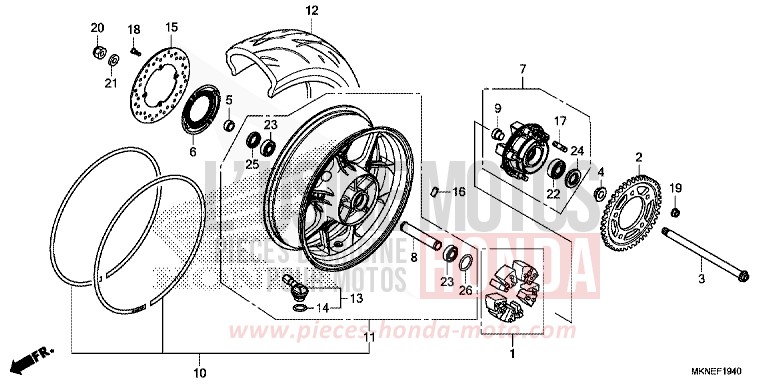HINTERRAD von CBR650R GRAND PRIX RED (R380) von 2019