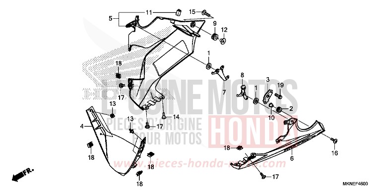 UNTERER WINDLAUF von CBR650R GRAND PRIX RED (R380) von 2019
