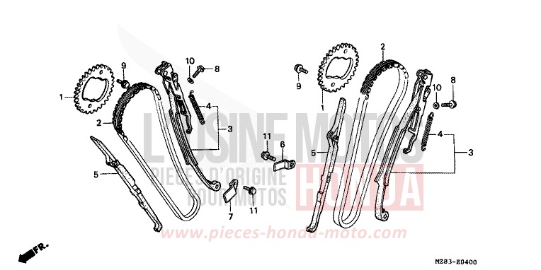 NOCKENWELLENKETTE/SPANNVORRICHTUNG von Shadow ACCURATE SILVER METALLIC (NH146B) von 1994