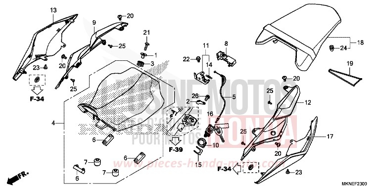 SITZ/WINDLAUF, HINTEN von CBR650R MAT GUNPOWDER BLACK METALLIC (NH436) von 2019