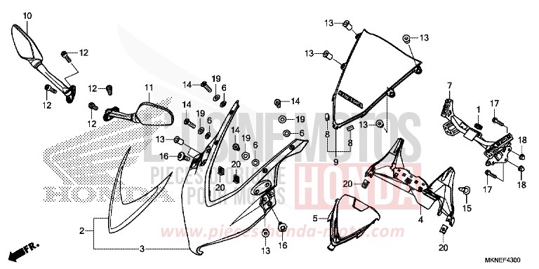 OBERER WINDLAUF von CBR650R MAT GUNPOWDER BLACK METALLIC (NH436) von 2019