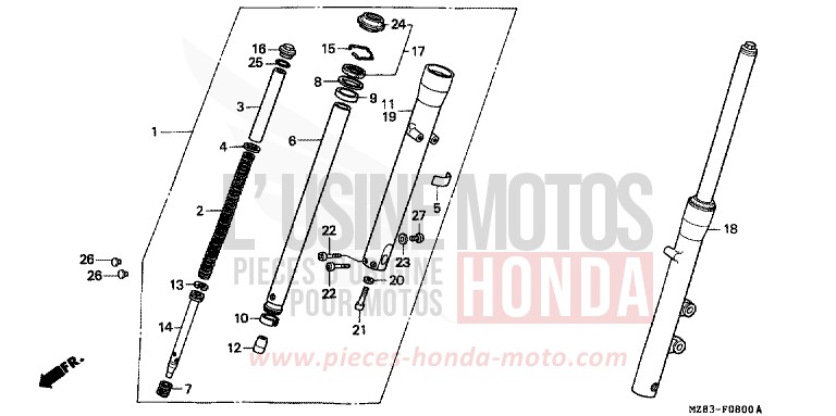 GABEL, VORNE von Shadow CANDY GLORY RED-U (R101B) von 1996