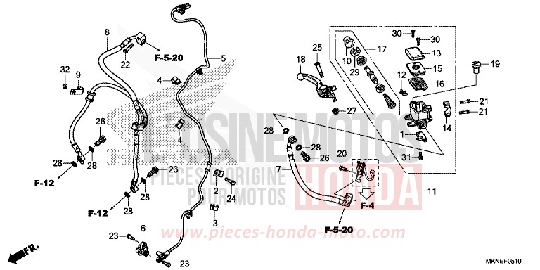 HAUPTBREMSZYLINDER, VORNE ZYLINDER von CBR650R GRAND PRIX RED (R380) von 2019
