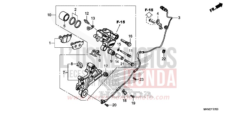 HINTERRAD-BREMSSATTEL von CBR650R GRAND PRIX RED (R380) von 2019