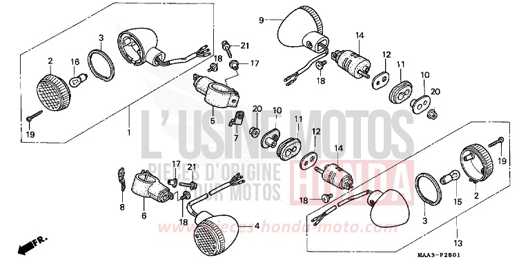 BLINKER (VT1100CV/CW/C2) von Shadow SCHWARZ (NH1K) von 1995