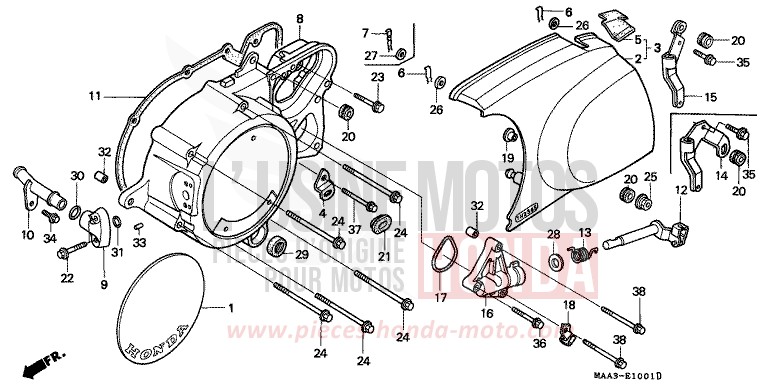 KURBELGEHAEUSEDECKEL, L. (VT1100CV/CW/C2) von Shadow PEARL ROYAL MAGENTA (RP151A) von 1996