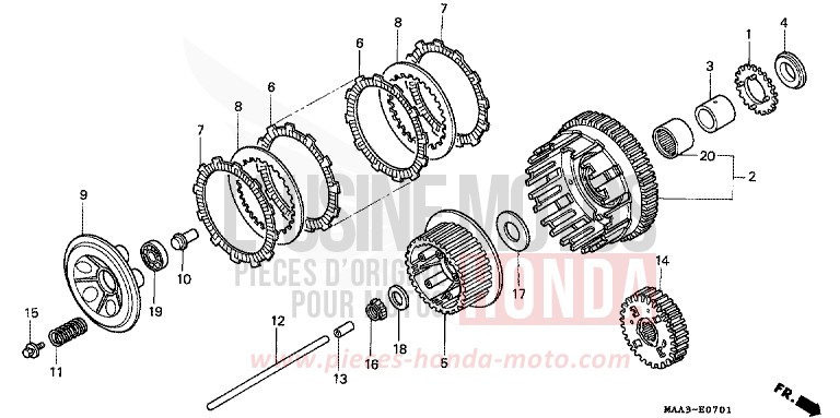 KUPPLUNG (VT1100CV/VW/V2) von Shadow PEARL HOD ROD YELLOW (Y130A) von 1997