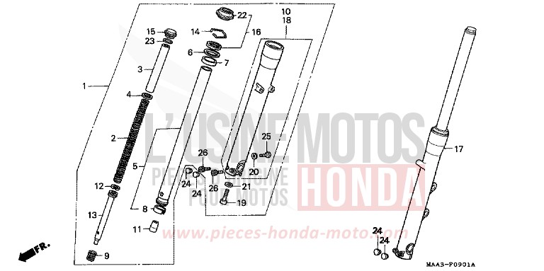 GABEL, VORNE (VT1100C2) von Shadow REARL SEDONA RED (R223Q) von 1997