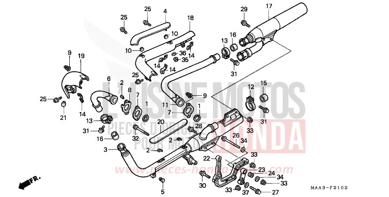 ABGAS-SCHALLDAEMPFER (VT1100C2) von Shadow SCHWARZ (NH1G) von 1998