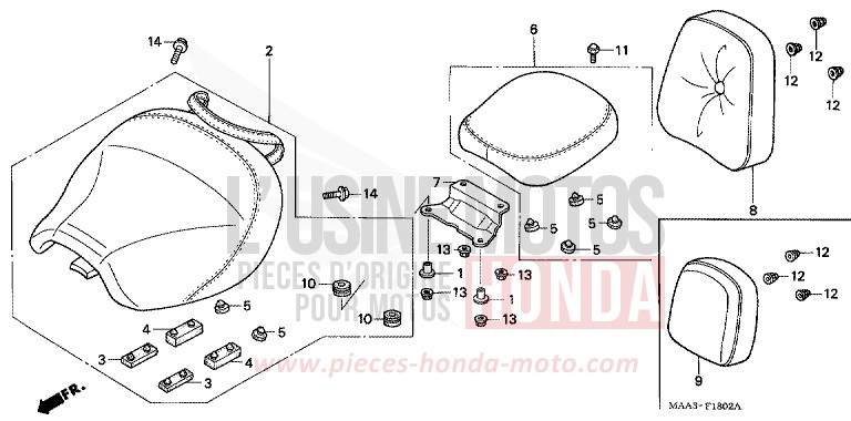 SITZ (VT1100C2) von Shadow REARL SEDONA RED (R223U) von 1998