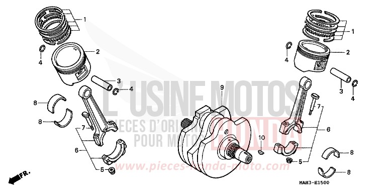 KURBELWELLE/KOLBEN von Shadow REARL SEDONA RED (R223) von 1999
