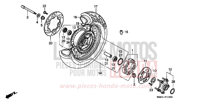 HINTERRAD von Shadow REARL SEDONA RED (R223) von 1999