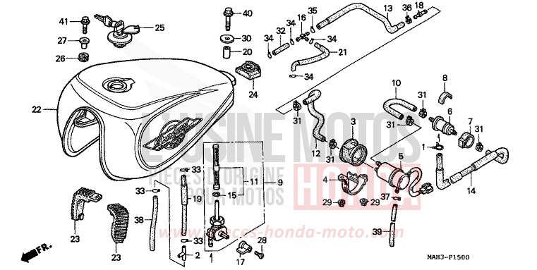 KRAFTSTOFFTANK/KRAFTSTOFFPUMPE von Shadow REARL SEDONA RED (R223) von 1999