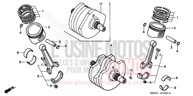 KURBELWELLE/KOLBEN von Shadow REARL SEDONA RED (R223E) von 1999