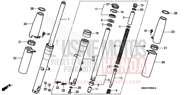 GABEL, VORNE von Shadow REARL SEDONA RED (R223E) von 1999