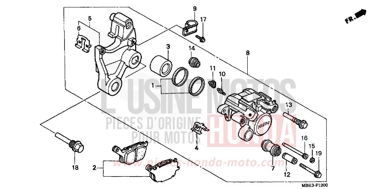 HINTERRAD-BREMSSATTEL von Shadow REARL SEDONA RED (R223E) von 1999