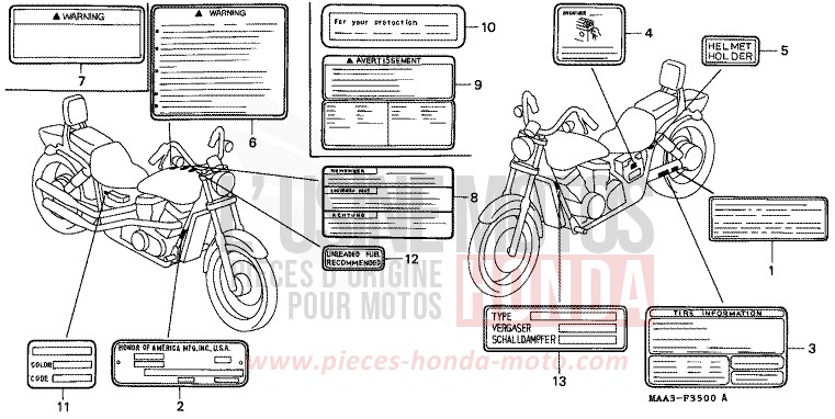 WARNETIKETT (VT1100C) von Shadow PEARL ATLANTIS BLUE (B142AA) von 1995