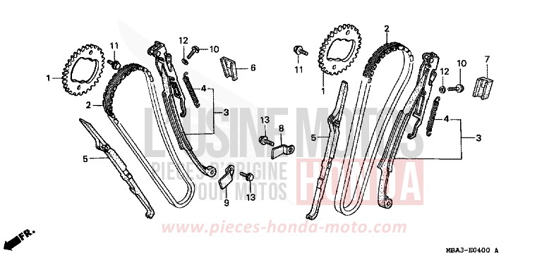 NOCKENWELLENKETTE/SPANNVORRICHTUNG von Shadow SCHWARZ (NH1) von 1997