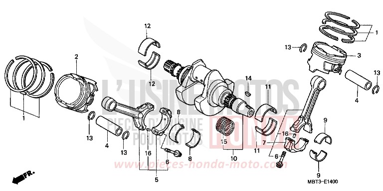 KURBELWELLE/KOLBEN von Varadero MUTE BLACK METALLIC (NH359) von 2004