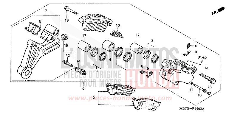 HINTERRAD-BREMSSATTEL (XL1000V) von Varadero MUTE BLACK METALLIC (NH359) von 2004
