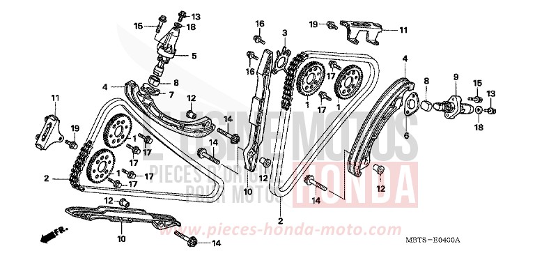 NOCKENWELLENKETTE/SPANNVORRICHTUNG von Varadero SHIELD SILVER METALLIC (NH480) von 2004