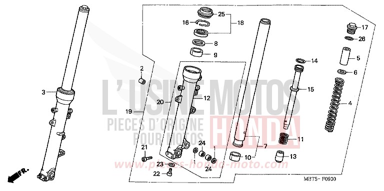 GABEL, VORNE (XL1000V) von Varadero PEARL BREEZY BLUE (PB341) von 2005