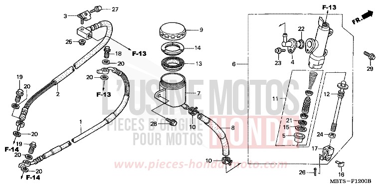 HAUPTBREMSE, HINTEN ZYLINDER (XL1000V) von Varadero PEARL BREEZY BLUE (PB341) von 2005