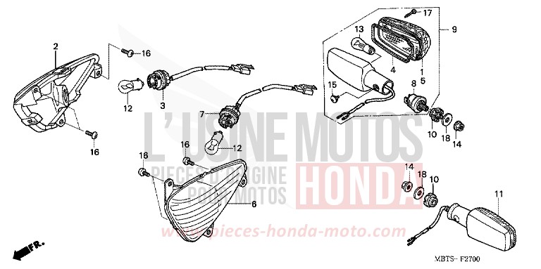 BLINKER von Varadero MUTE BLACK METALLIC (NH359) von 2006