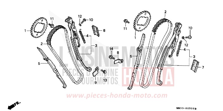 NOCKENWELLENKETTE/SPANNVORRICHTUNG von Transalp SPARKLER BLACK PEARL (NH343K) von 1987