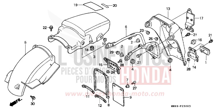 KOTFLUEGEL, HINTEN von Transalp SPARKLER BLACK PEARL (NH343K) von 1988