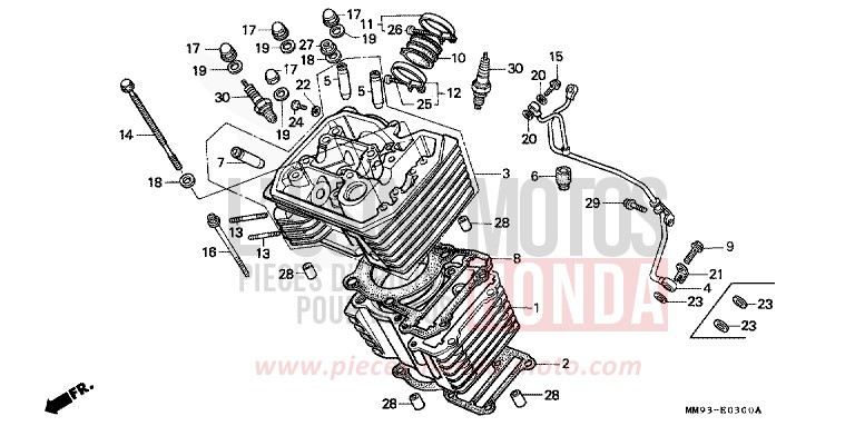 ZYLINDER/ZYLINDERKOPF (VORNE) von Transalp FURIOUS RED (R167A) von 1991