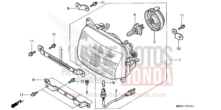 SCHEINWERFER (2) (XL600VR) von Transalp ANCHOR GRAY METALLIC-U (NH229B) von 1994