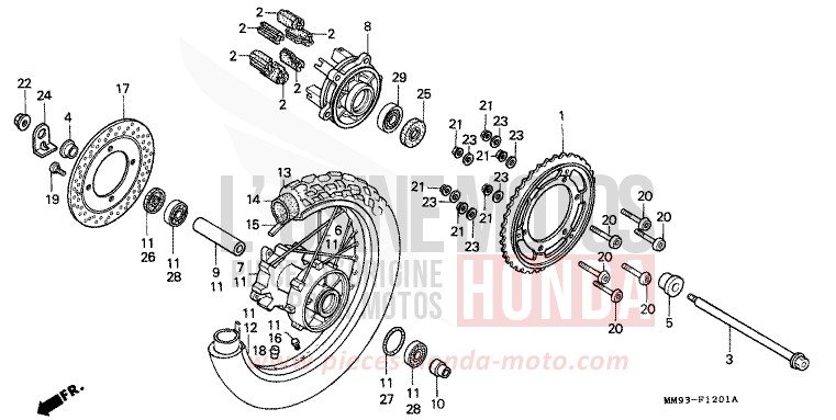 HINTERRAD (XL600VM/VN/VP/VR) von Transalp ANCHOR GRAY METALLIC-U (NH229B) von 1994