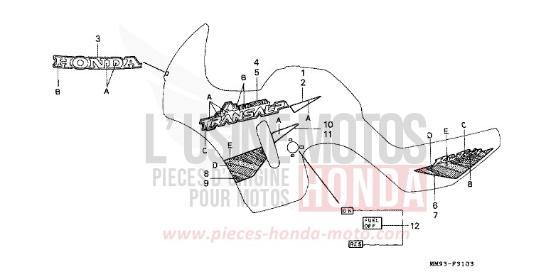 STREIFEN/MARKE (XL600VR) von Transalp ANCHOR GRAY METALLIC-U (NH229B) von 1994