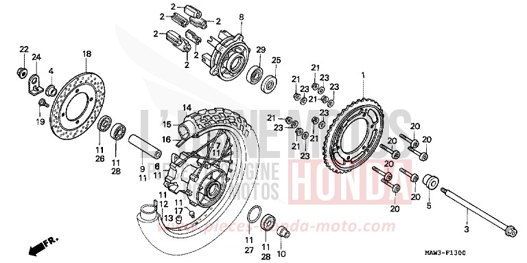HINTERRAD von Transalp ANCHOR GRAY METALLIC-U (NH229B) von 1996