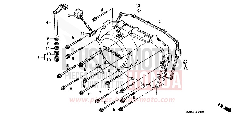 KURBELGEHAEUSEABDECKUNG von Transalp CASSIS RED METALLIC (R217K) von 1996