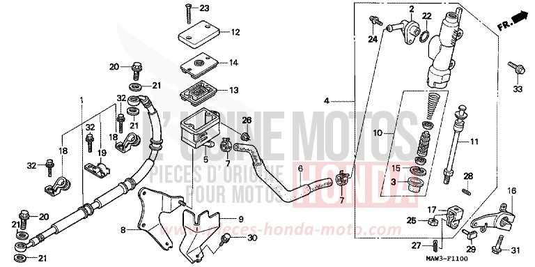 HAUPTBREMSE, HINTEN ZYLINDER von Transalp CASSIS RED METALLIC (R217K) von 1996