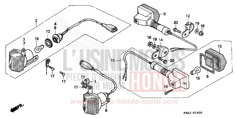 BLINKER von Transalp CASSIS RED METALLIC (R217K) von 1996