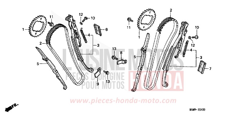 NOCKENWELLENKETTE/SPANNVORRICHTUNG von Transalp CINNAMON BEIGE METALLIC (YR168A) von 1997