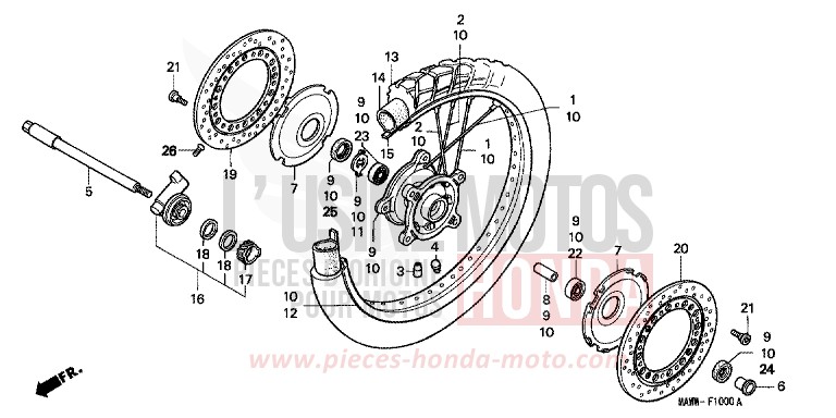 VORDERRAD von Transalp RADIANT RED METALLIC (R218K) von 1997
