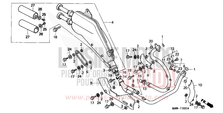 ABGAS-SCHALLDAEMPFER von Transalp RADIANT RED METALLIC (R218K) von 1998