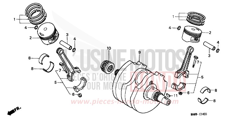 KURBELWELLE/KOLBEN von Transalp WINTER LAKE BLUE METALLIC (PB187) von 1999