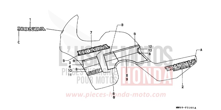STREIFEN/MARKE (XL600VH/VJ) von Transalp SPARKLER BLACK PEARL (NH343K) von 1987