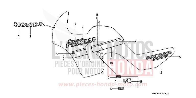 STREIFEN/MARKE (XL600VK/VL) von Transalp ANCHOR GRAY METALLIC-U (NH229B) von 1989
