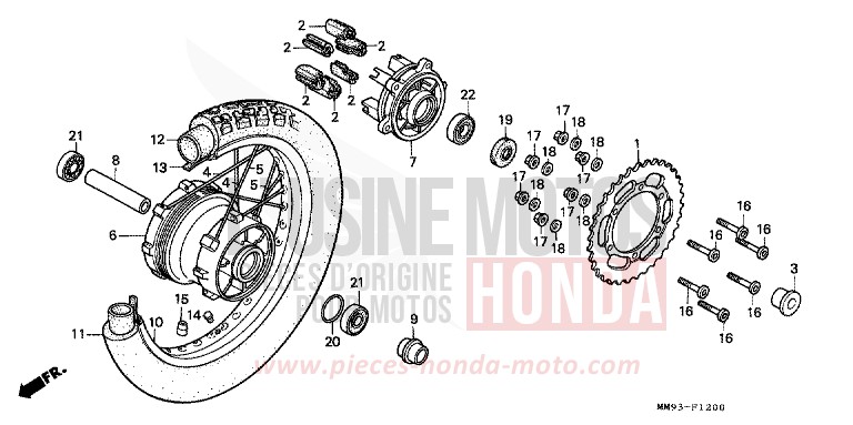 HINTERRAD (XL600VH/VJ/VK/VL) von Transalp SPARKLING SILVER METALLIC (NH295A) von 1989