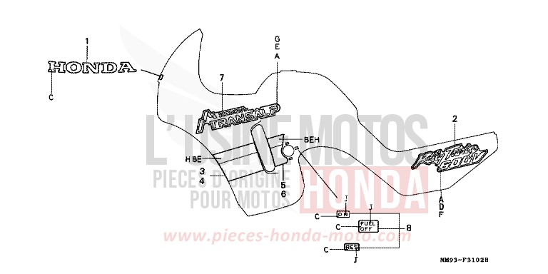 STREIFEN/MARKE (XL600VM/VN/VP) von Transalp ANCHOR GRAY METALLIC-U (NH229B) von 1991