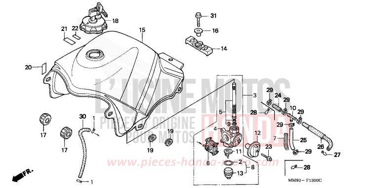 KRAFTSTOFFTANK von Transalp FURIOUS RED (R167A) von 1992